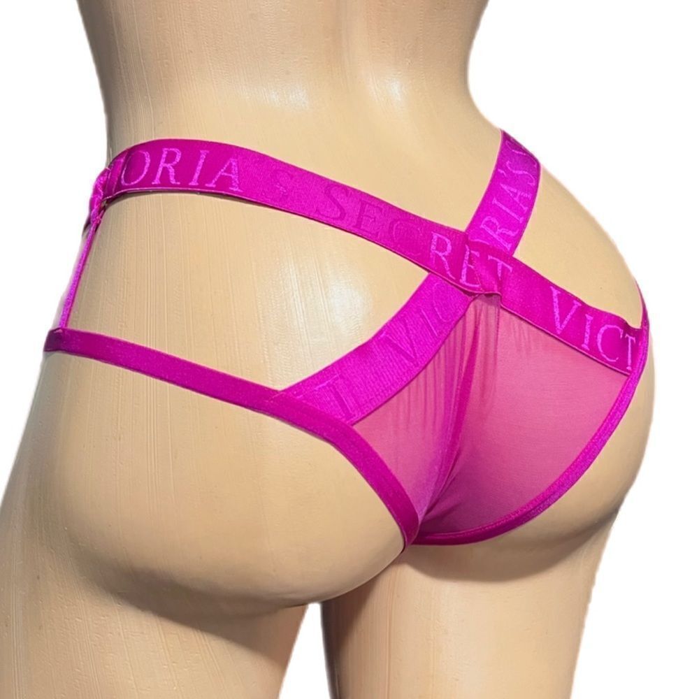 Victorias Secret Very Sexy Smooth Strappy mesh cheeky panty pink Medium